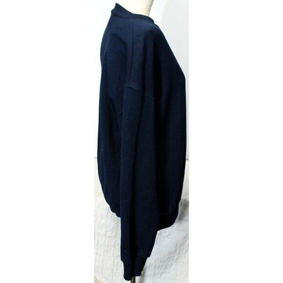 Hand Decorated Navy Sweatshirt Plaid 3D Bow Painted Design Women L Platinum Swea - Picture 3 of 7